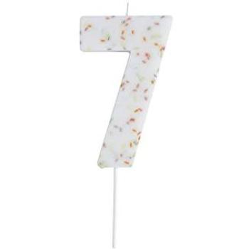 Sprinkle 7 Party Candle – Big Cake Style, White Finish