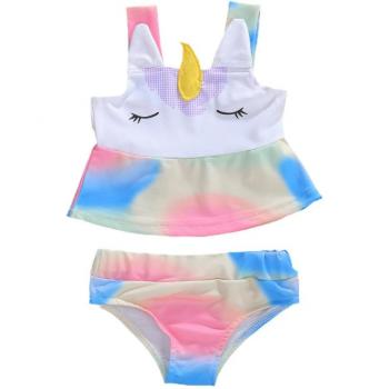 Bikini de verano para niñas con flounces y diseño colorido