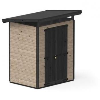 Abri de jardin en bois marron StrongBox M avec fondation WPC résistante à l'humidité