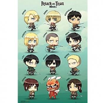 Grupo Erik Editores Ataque a los Titanes Personajes Chibi Poster, Sin plastificar