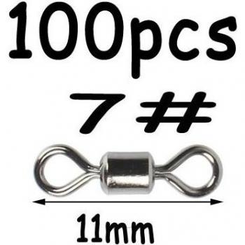 100Pcs Black Double Solid Ring Fishing Swivel Snap Hook Connector