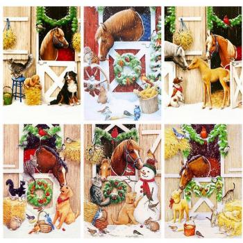 Mozaico di Diamante 5D Natale Cavallo Ricamo Decorativo 20X30CM Rosso