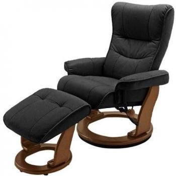 MCA Relaxsessel Montreal (Echtleder) – schwarze / honigfarbene Ausführung, 130 kg Tragkraft