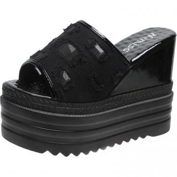 Lucyever-Zapatillas de cuña para mujer, sandalias de malla con punta abierta, verano 2022