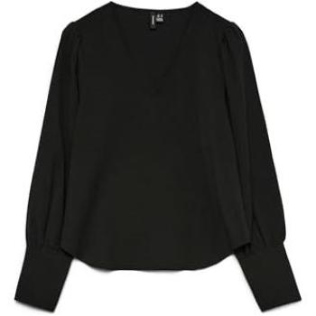 Vero Moda Bluse Esme – Schwarze Langarmbluse, Regular Fit, V-Ausschnitt, Größe M
