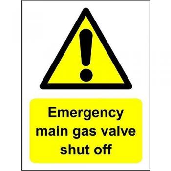 Main Gas Valve Shut Off Emergency Sign