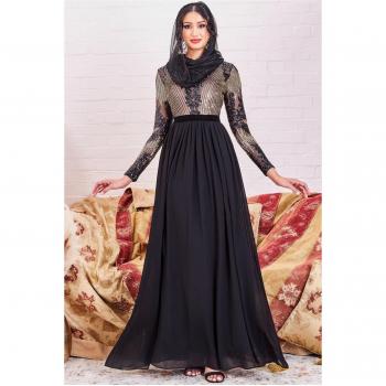 Modesty Sequin Mesh Bodice Maxi Dress