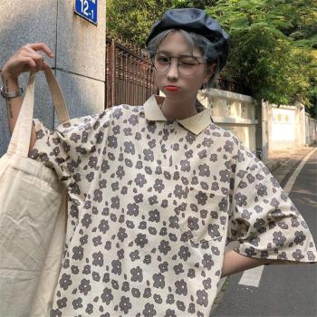 Camisa de manga corta estilo japonés para mujer