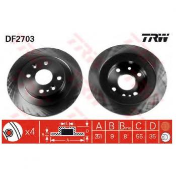 TRW Bremsscheibe BR7426251B – 251 mm – hinten rechts