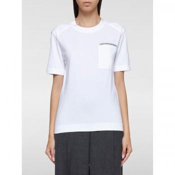 Brunello Cucinelli Women's L White Monile Embellished T-Shirt