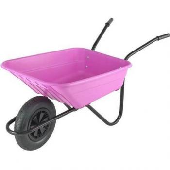 0 Litre Pink Shire Heavy Duty Plastic Wheelbarrow with Pneumatic Wheel