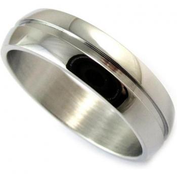 Silver Steel Wedding Ring 'Peaceful'