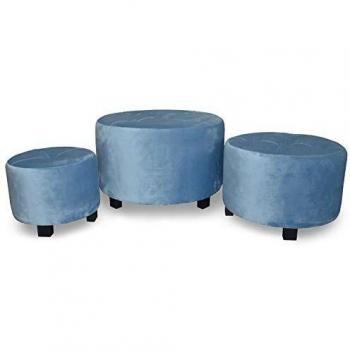 Set de Poufs Rondeo Velours Bleu