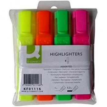 Textmarker Etui mit 4 Farben: gelb, grün, orange, rosa