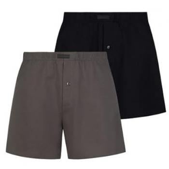 Weiter Boxer BRUNO BANANI Loose Fit, Herren, Gr. XL, schwarz (anthrazit, schwarz), Obermaterial: 100% Baumwolle, unifarben, körpernah, Unterhosen, mit Knopfleiste