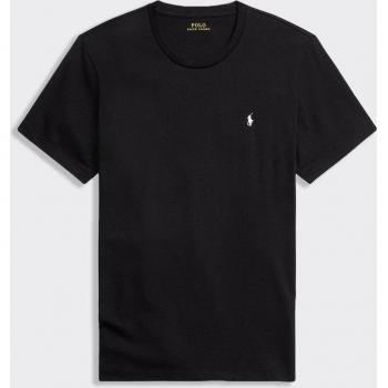 T-shirt Nera con Logo Crew
