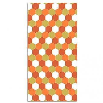 Alfombra salón vinílica mosaico hexágonos naranja 80x300 cm