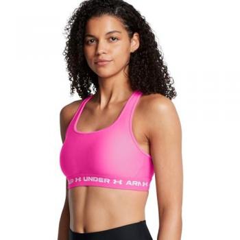 Under Armour Women's Crossback Medium Support Sports Top Rebel Pink S