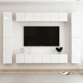 PureWhite 10‑Component TV Stand Ensemble – Engineered Wood