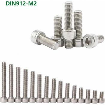 M2 Inner Hex Bolt 50 Pcs 304 Stainless Steel
