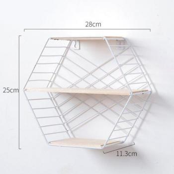 Portefeuilles d'affichage mural hexagonal en métal pour chambre