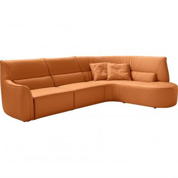 Ecksofa Puffy mit Ottomane, echtes Rindsleder