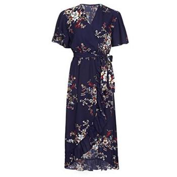 Navy Floral Short Sleeve Maxi Dress