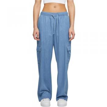 Pantalon cargo en denim bleu pour femme