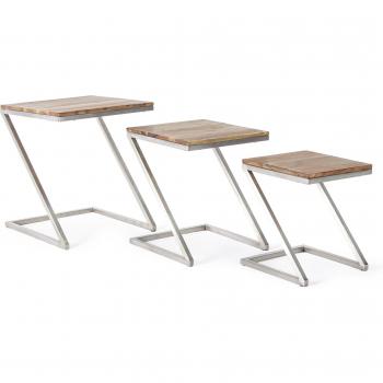 Set TavoloOSBERT Bianco-Grigio con Trame Legno