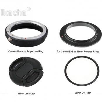 58mm UV Filter and Macro Lens Reverse Adapter Set for Canon EOS Cameras