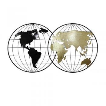 Mappemonde en Métal Noir & Or – Sculpture d’Intérieur