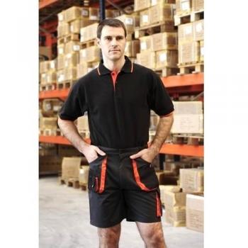 POLO TOP RANGE MANGA CORTA NEGRO NARANJA XL