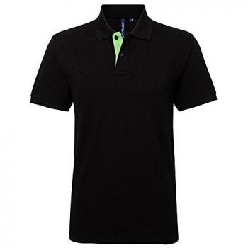 Herrenclassic Asquith & Fox Poloshirt Schwarz mit Kontrastlimit – Größe 2XL