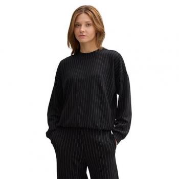 Tom Tailor Denim Damen Sweatshirt im Loose Fit mit Nadelstreifen