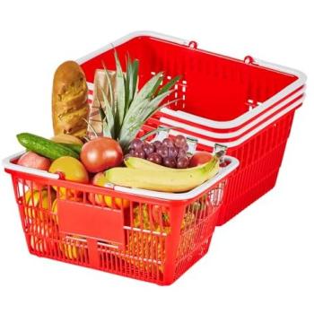 Durable Grocery Carry Bags – 21L Stackable, 4 pcs, Red