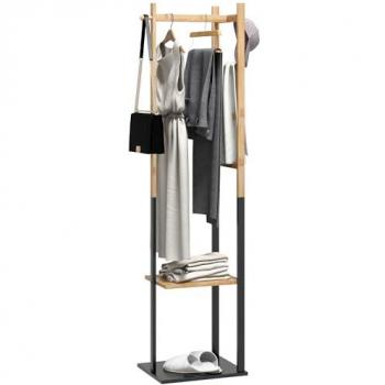 Porte-manteau en bambou « Légèreté Forestière » – tringle, étagères, barres