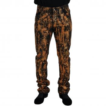 Dolce & Gabbana Golden Ash Cotton Retro Slim-fit Men Denim Jeans