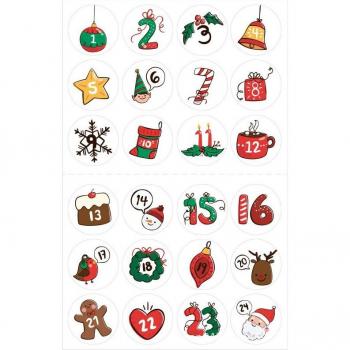 Advent Kalender Aufkleber 24er Set Frohe Weihnachten Süßigkeiten Cookie Dichtung DIY Dekor