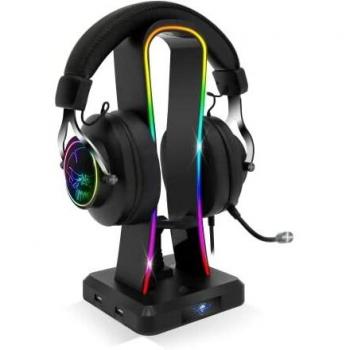 Casque gamer rgb lumineux avec cable usb-c