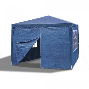 JOM 127135 Blue 3x3m Mesh Gazebo – 4 Sidewalls, 3 Windows, 1 Zipper Door