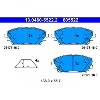ATE Kit pastiglie freno MAZDA 13.0460-5522.2 BCYB3328ZA