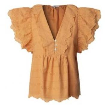 Blusa Mujer Algodón Naranja Pepe Jeans Cuello Pico