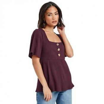 Burgundy Petite Ribbed Smock for Women (Size 12)