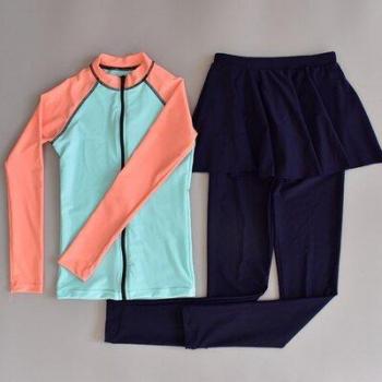 Kit bain adolescent : veste à manches longues, soutien‑gorge, 3 pièces – uni