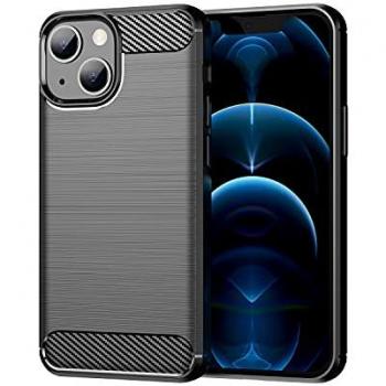 Funda de Silicona Negra para iPhone 13 con Protección Antigolpes y Fibra de Carbono