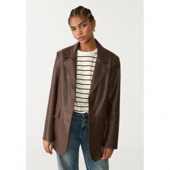 Blazer di Stradivarius con finitura pelle marrone S