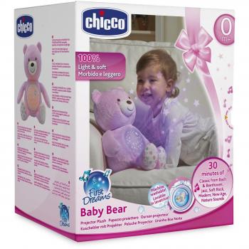 Plüschtier ChiccoFirst Baby Plüsch Teddybär weicher Projektor pink