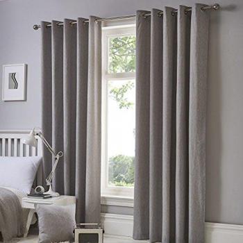 'Sorbonne' 100% Cotton Light Filtering Plain Dyed Eyelet Curtains