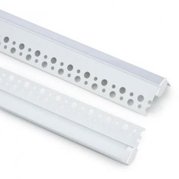 Profilé aluminium plâtre/placo capot continu angle arista LED 9 mm blanc 20 m semi‑transparent