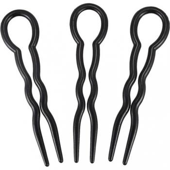 Black Plastic U Shaped Hair Braid Needle Set (3 pcs)